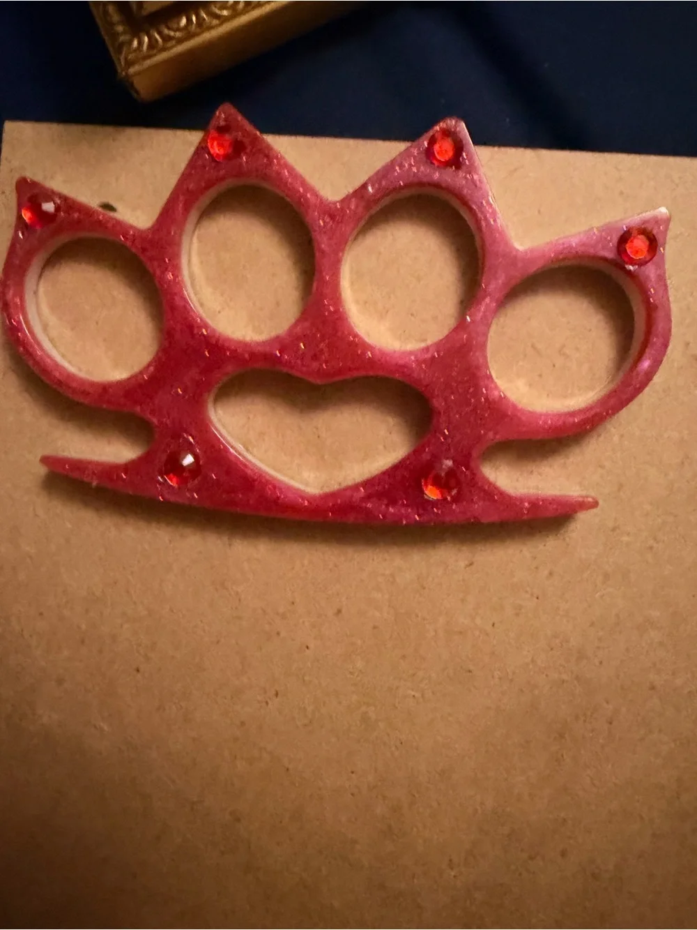 Red Rhinestone Knuckle Duster Accent